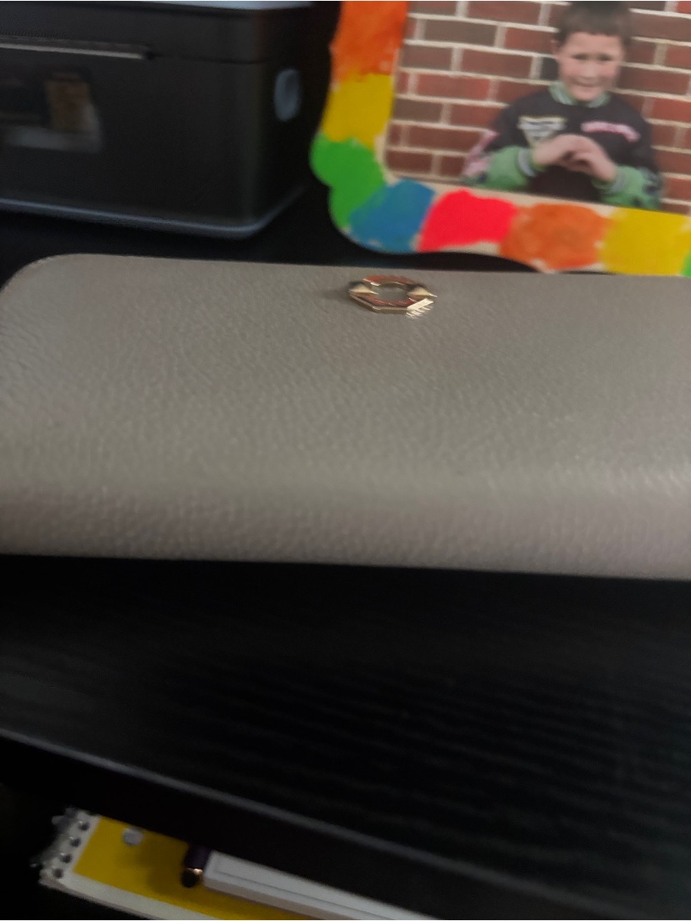 Furla Light gray  Pebbled Zip-Around Wallet with Gold Logo - Picture 6 of 14